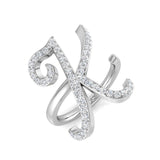 Sparkling Diamond Letter K Ring in Gold & Platinum