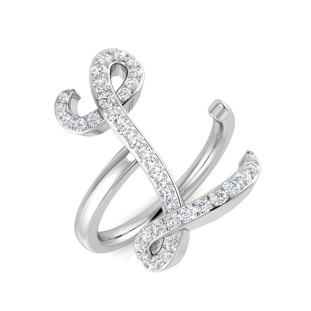 0.40 Carat Round Diamond Micro Pavé Letter L Initial Ring