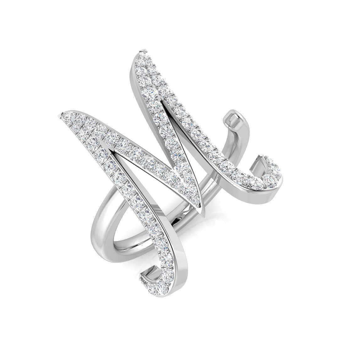 Diamond Basmoras Initials Ring | 0.5ct | Hallmarked Gold & Platinum