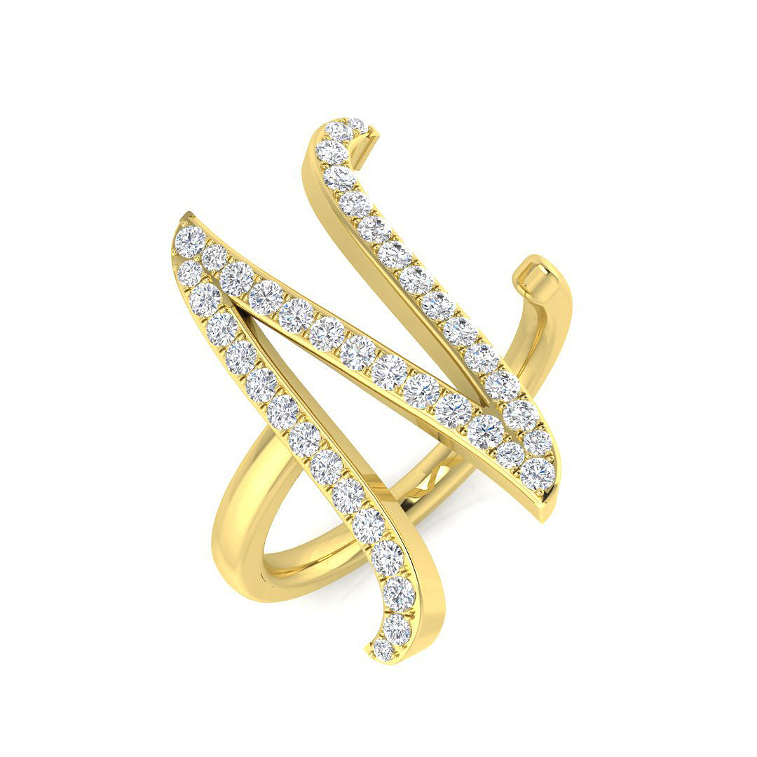 0.45 Carat Round Diamond Micro Pavé Letter N Initial Ring