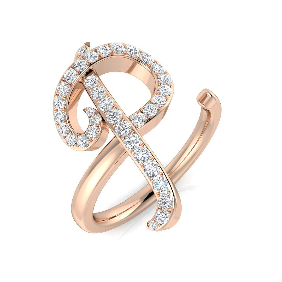 Diamond sancakter Initials Ring | 0.33ct | Hallmarked Gold & Platinum