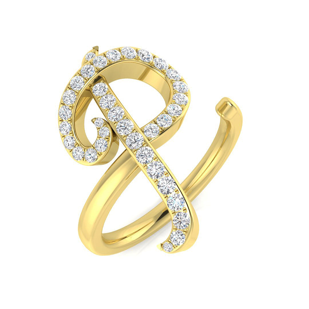 Diamond sancakter Initials Ring | 0.33ct | Hallmarked Gold & Platinum