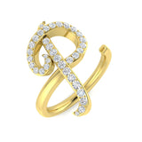 0.40 Carat Round Diamond Micro Pavé Letter P Initial Ring