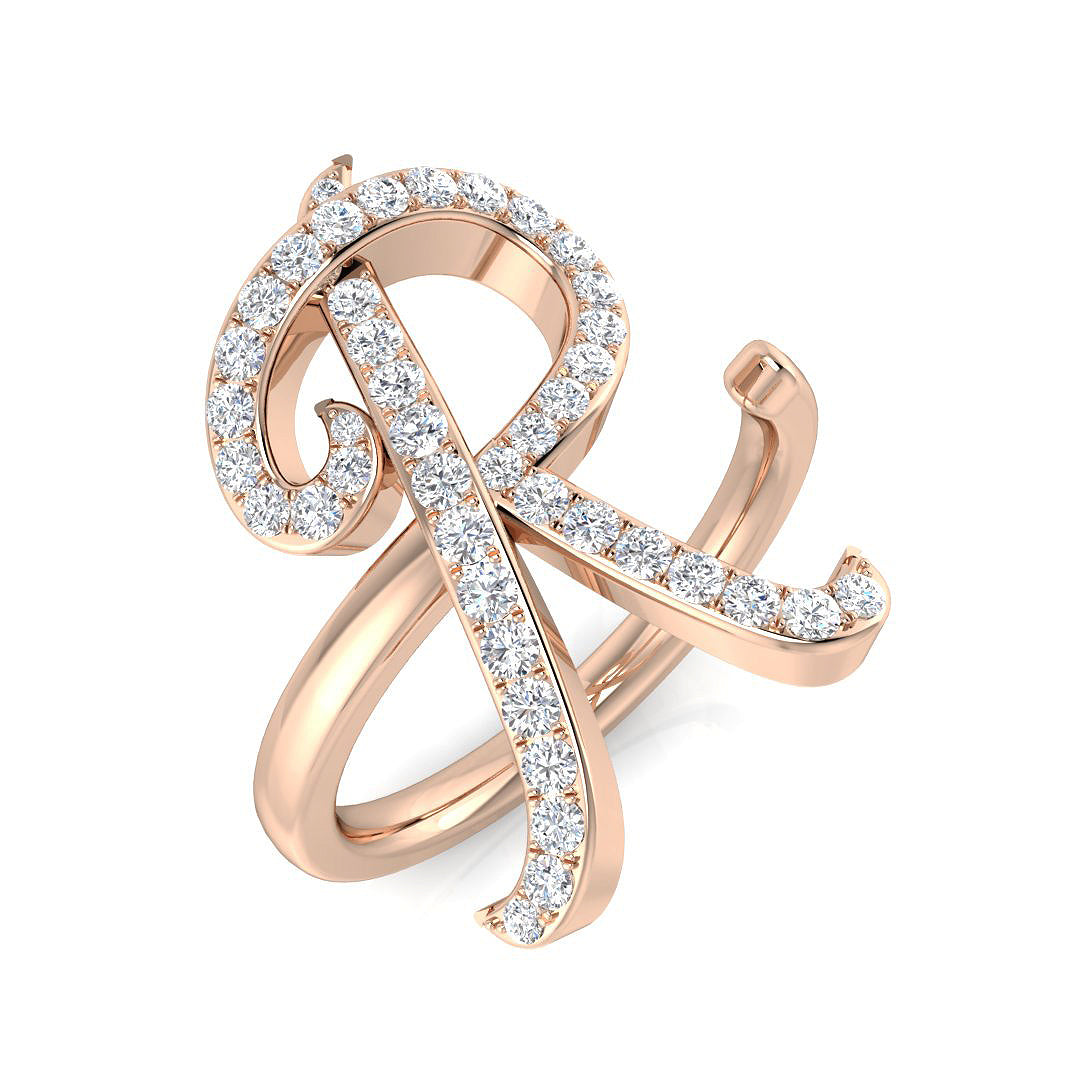 Diamond Cambribge Initials Ring | 0.5ct | Hallmarked Gold & Platinum
