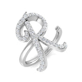 0.50 Carat Round Diamond Micro Pavé Letter R Initial Ring