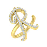 0.50 Carat Round Diamond Micro Pavé Letter R Initial Ring