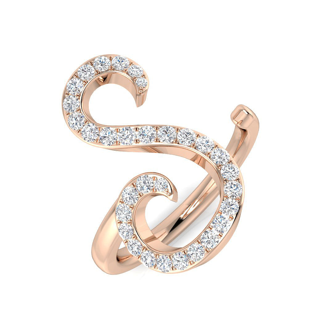 Luxury Diamond S Initial Ring 0.33ct | Hallmarked Gold & Platinum