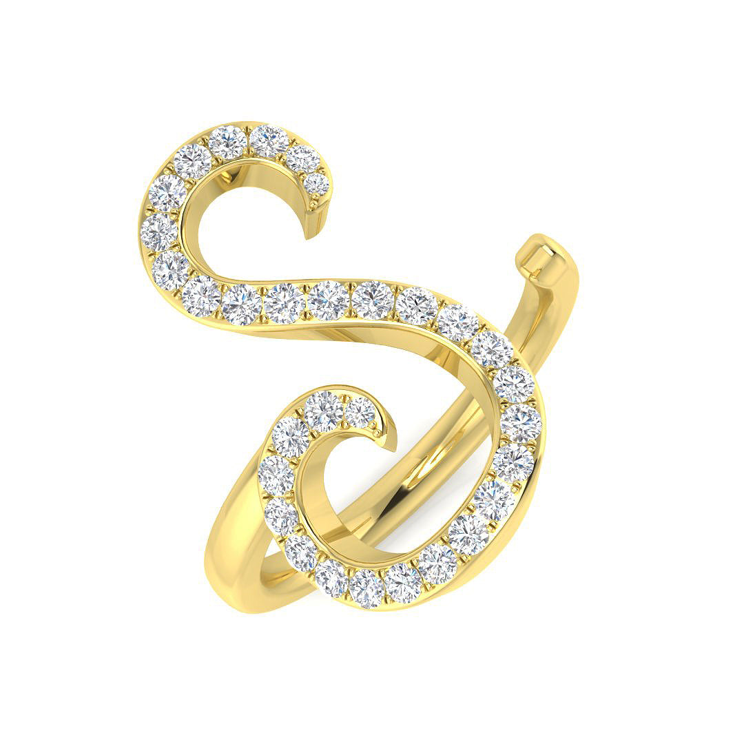 Luxury Diamond S Initial Ring 0.33ct | Hallmarked Gold & Platinum