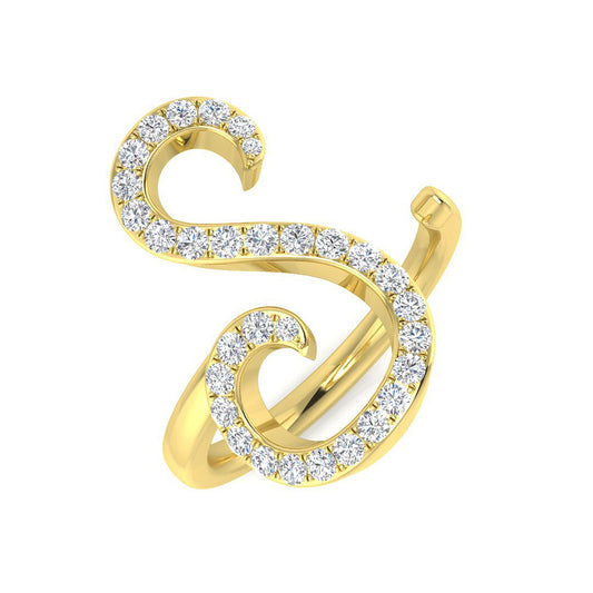 Luxury Diamond S Initial Ring 0.33ct | Hallmarked Gold & Platinum