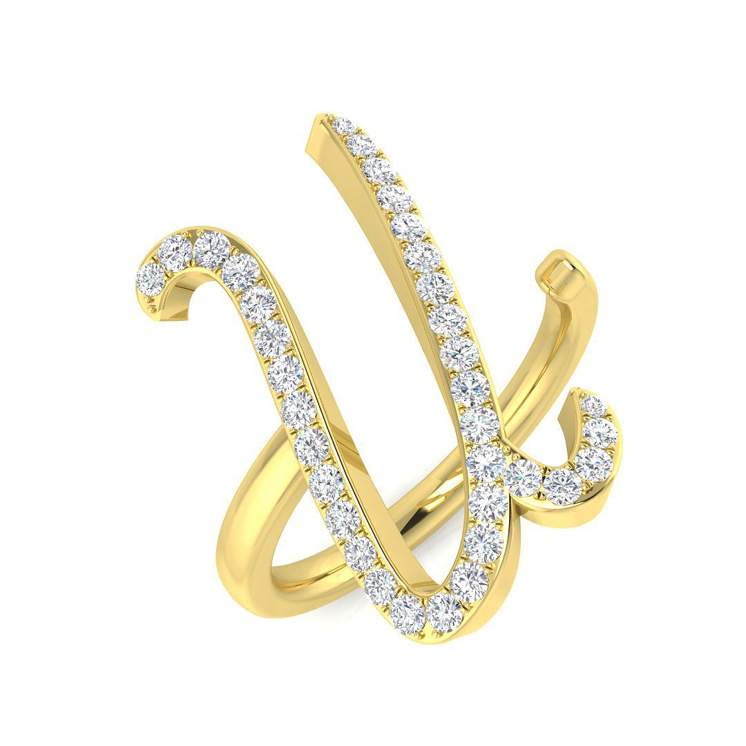 Diamond Cornwass Initials Ring | 0.33ct | Hallmarked Gold & Platinum