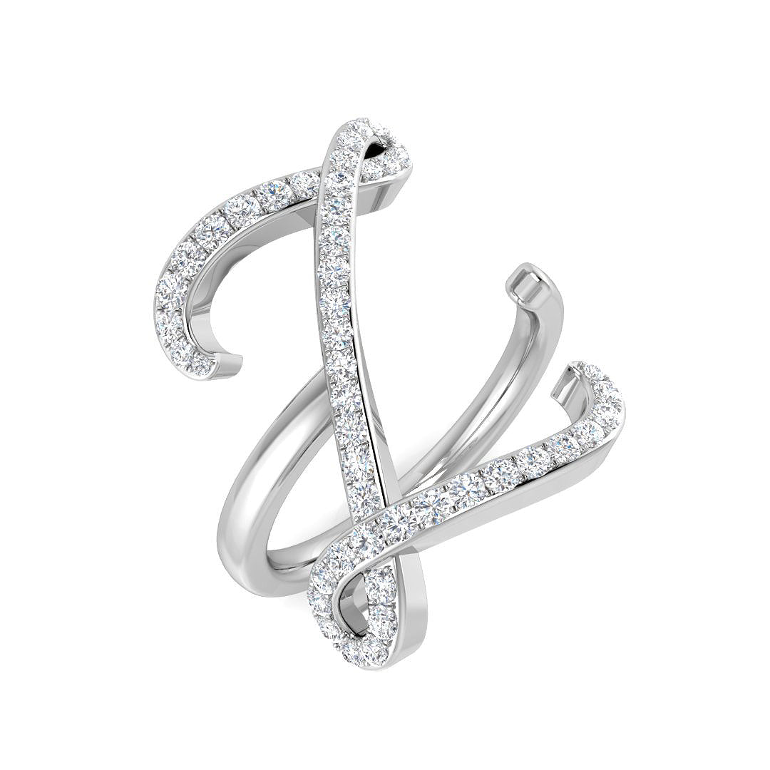 0.50 Carat Round Diamond Micro Pavé Letter Z Initial Ring