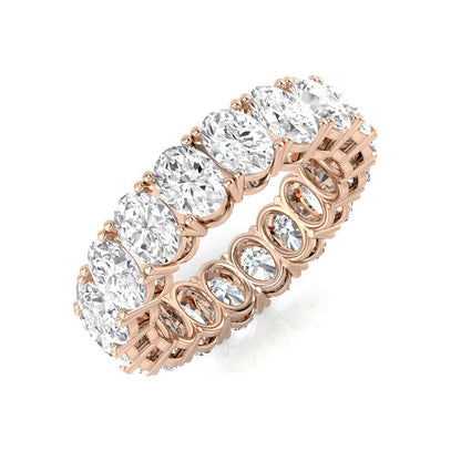 5.40ct Lab-Grown Oval Cut D/VVS Diamond Prong Set Full Eternity Ring.