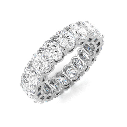 5.40ct Lab-Grown Oval Cut D/VVS Diamond Prong Set Full Eternity Ring.