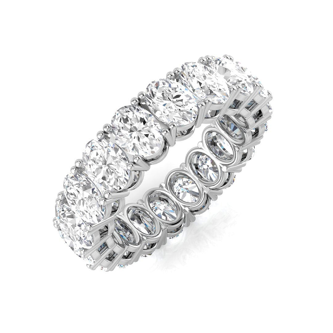 5.00ct Lab-Grown Oval Cut D/VVS Diamond Prong Set Full Eternity Ring.
