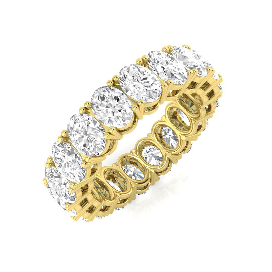 5.40ct Lab-Grown Oval Cut D/VVS Diamond Prong Set Full Eternity Ring.