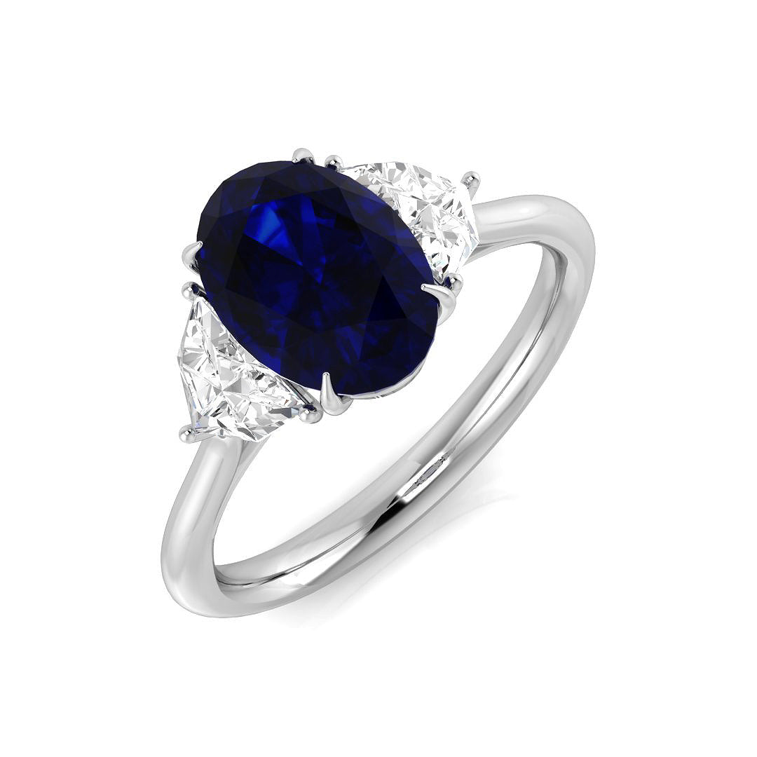 Diamond Amerkham Blue Sapphire Ring | 2.75ct