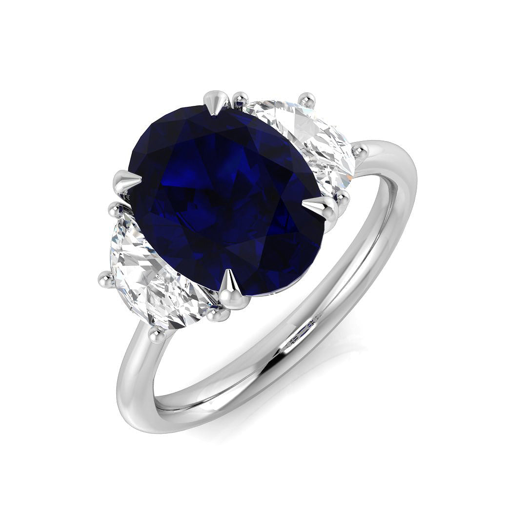 Diamond Hosyroob Blue Sapphire Ring | ct | Hallmarked Gold & Platinum