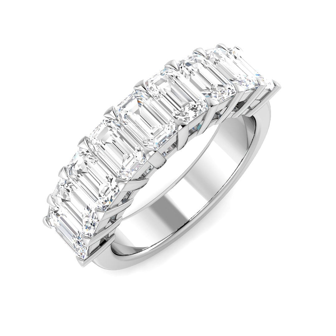 3.0Ct Emerald Diamond Half Eternity Ring For Her Annivesary | Hallmarked Gold & Platinum