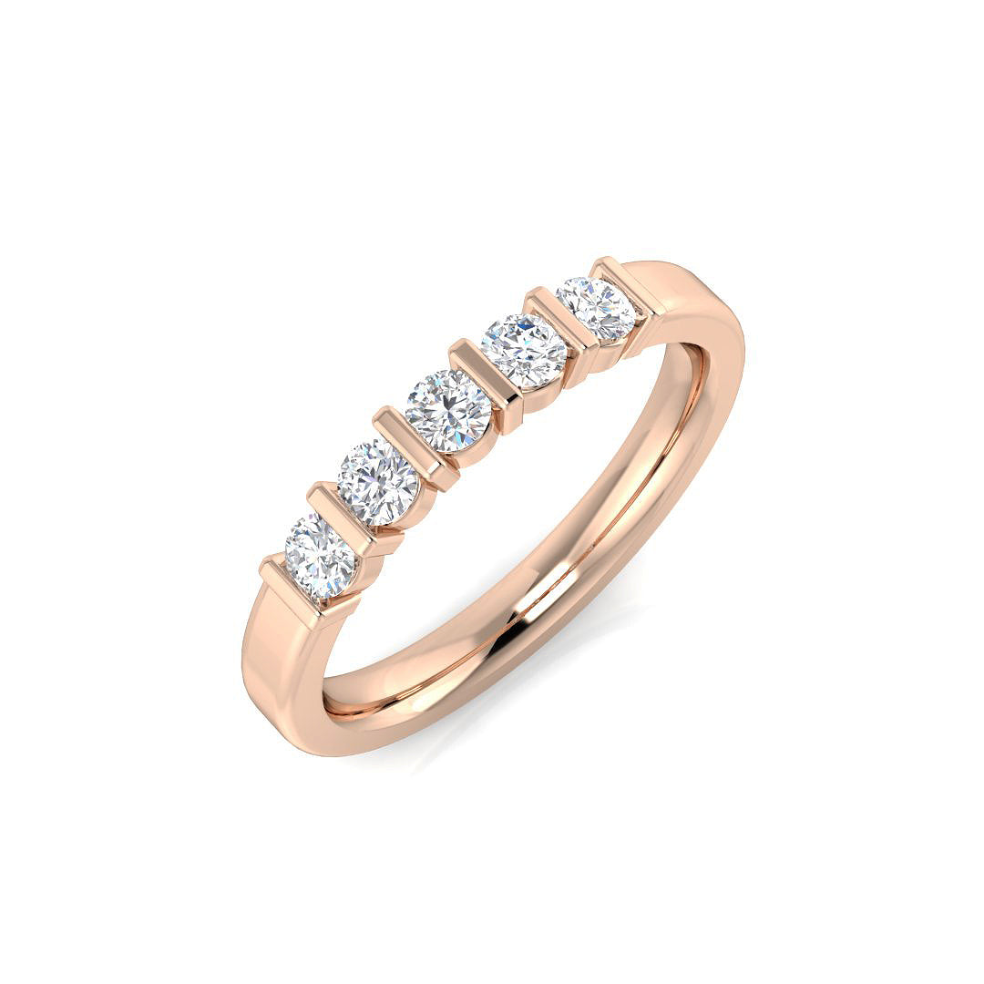 0.32ct Lab-Grown Round Cut D/VVS Diamond Bar Set Half Eternity Ring.