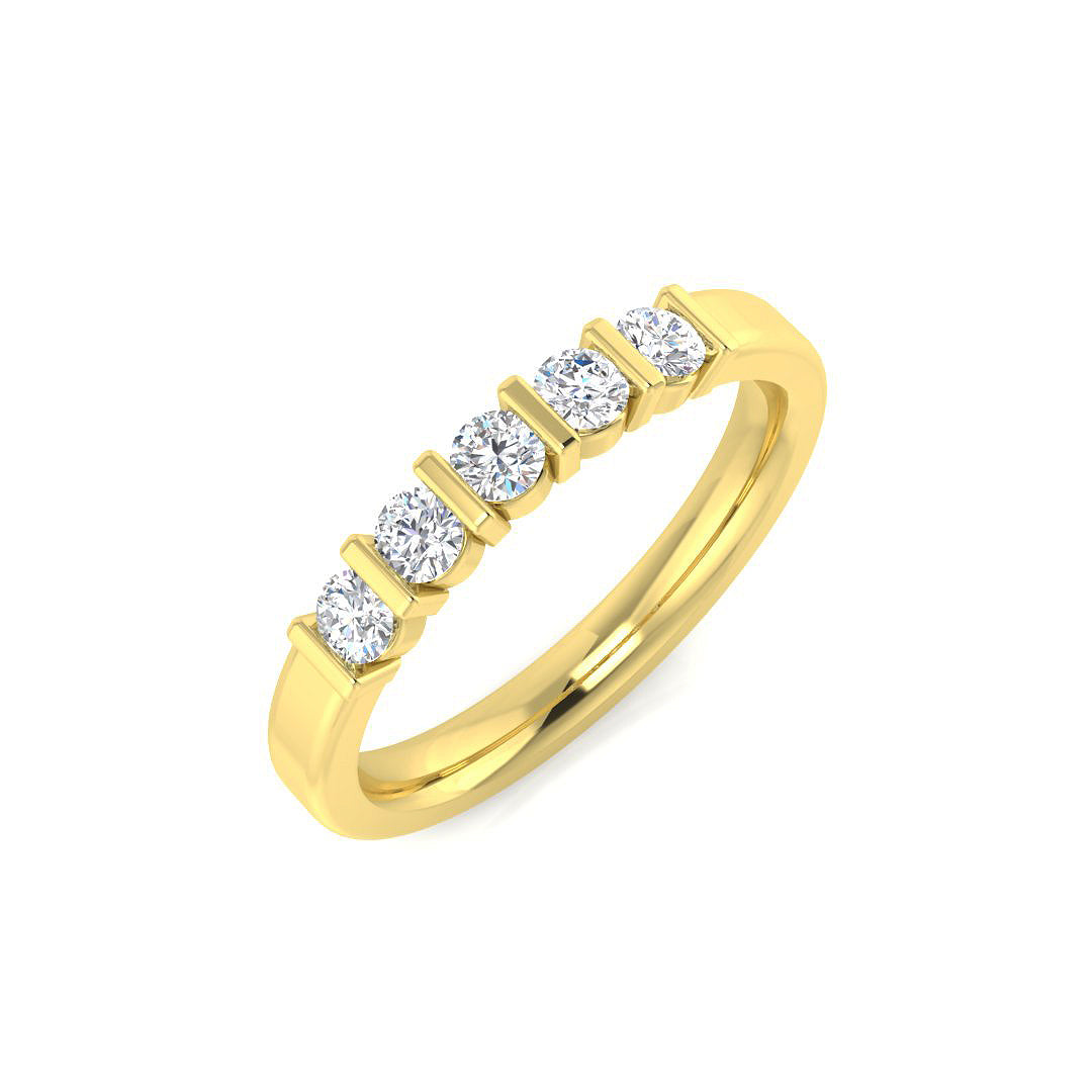 0.32ct Lab-Grown Round Cut D/VVS Diamond Bar Set Half Eternity Ring.