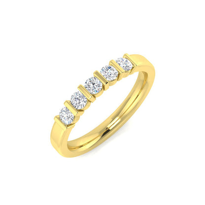0.32ct Lab-Grown Round Cut D/VVS Diamond Bar Set Half Eternity Ring.