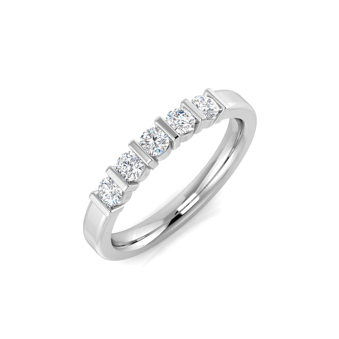 0.32ct Lab-Grown Round Cut D/VVS Diamond Bar Set Half Eternity Ring.