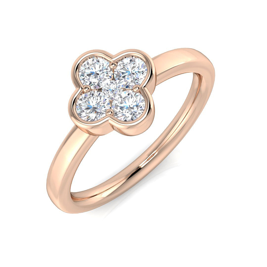 Clover Diamond Cluster Ring 0.5ct Flower Design UK Made