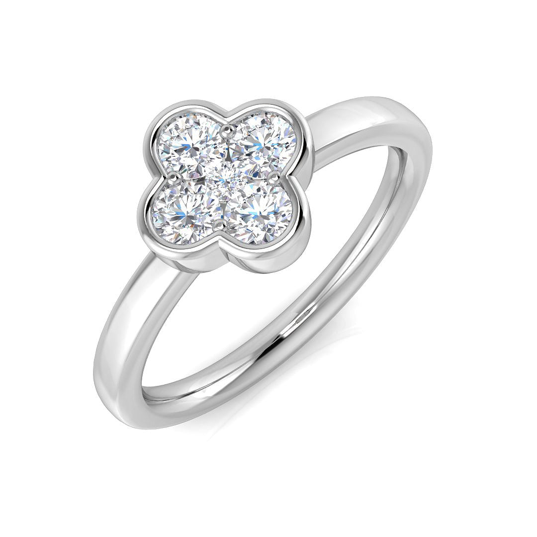 Clover Diamond Cluster Ring 0.5ct Flower Design UK Made