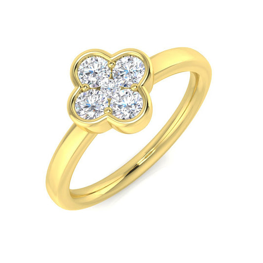 Clover Diamond Cluster Ring 0.5ct Flower Design UK Made