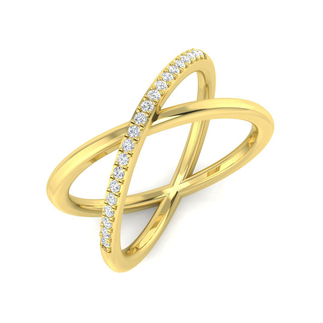 Lab-Grown Diamond Criss-Cross Fancy Ring | Hallmarked Gold & Platinum
