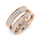 Stunning 0.75Ct Rose Gold Triple Band Diamond Ring – Elegant Statement Piece