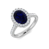 Oval Blue Sapphire Halo Ring