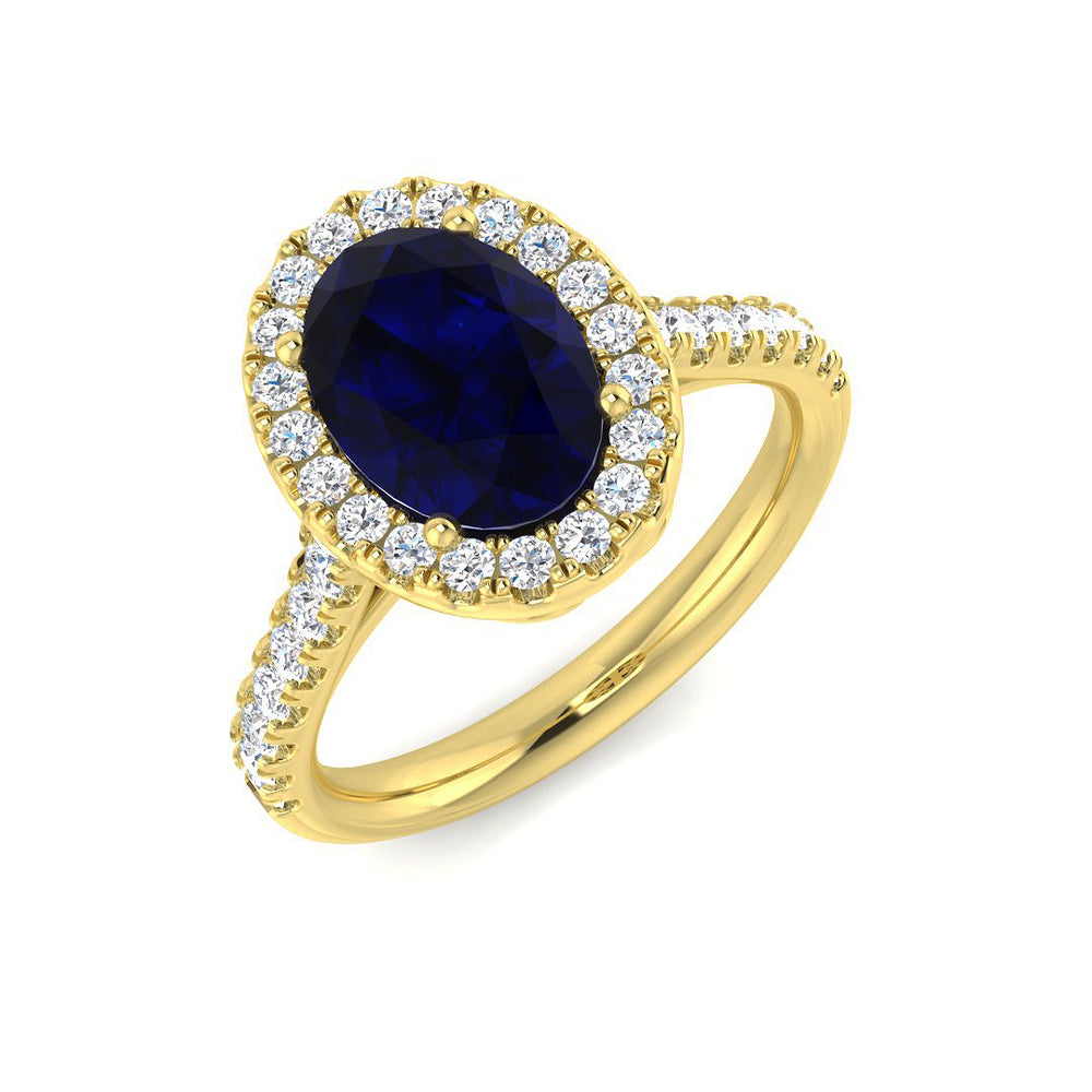 Blue Sapphire Halo Engagement Ring Oval