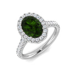 Oval Green Halo Engagement Ring | Round Diamond Halo | Unique Design | 2.25ct - 2.75ct