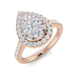 Natural Round Cut Diamond Cluster Engagement Pear Ring