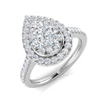 Natural Round Cut Diamond Cluster Engagement Pear Ring