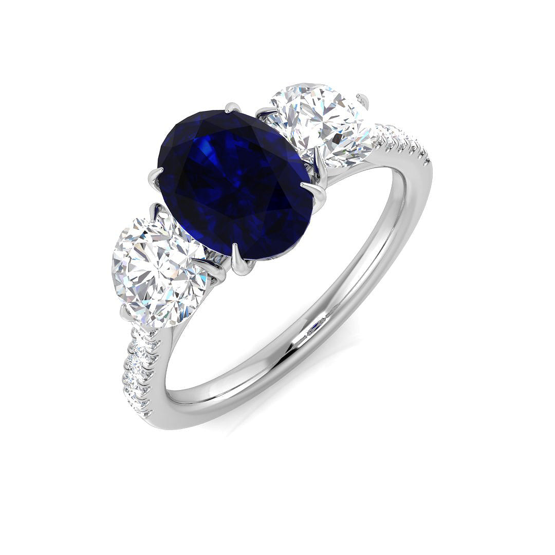 Diamond Rochekter Blue Sapphire Ring | 2.75ct