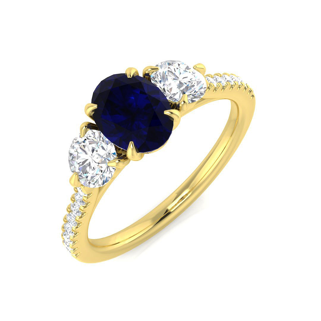 Diamond Wosverhampton Blue Sapphire Ring | 2ct - 2.25ct