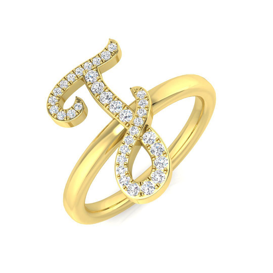 Diamond kupreme Initials Ring | 0.15ct | Hallmarked Gold & Platinum