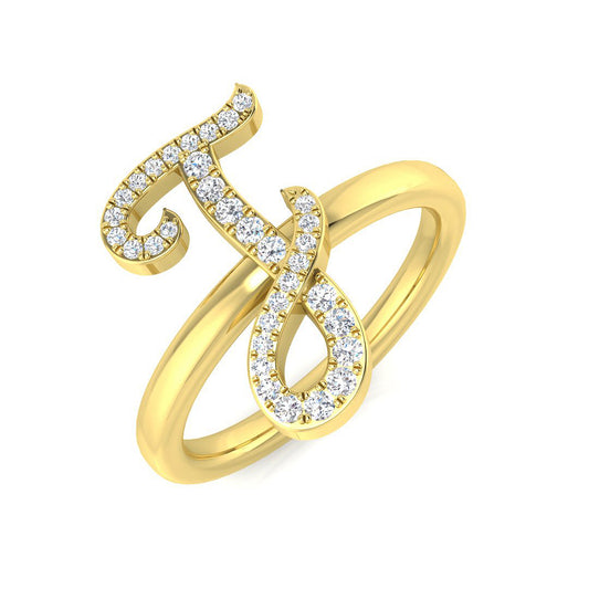 0.15ct Diamond Letter J Ring | Personalised Gold & Platinum Jewellery