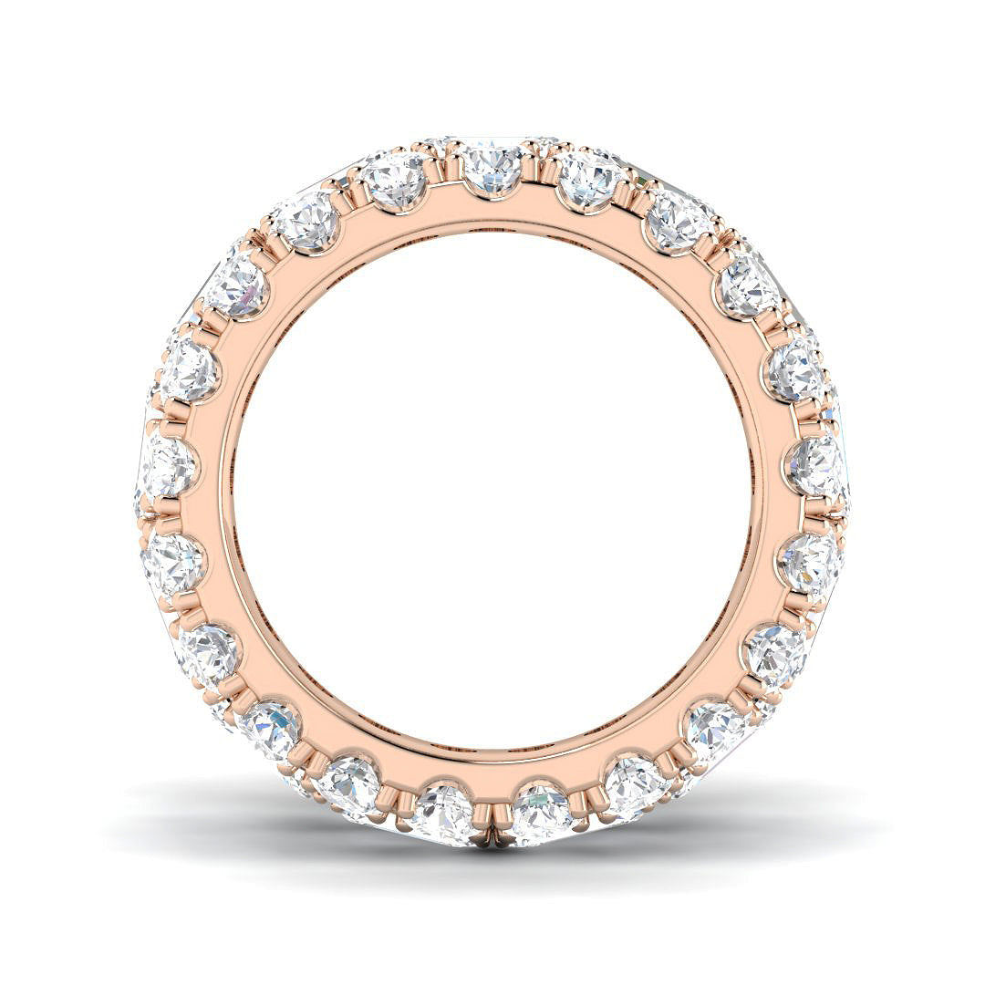 17.00ct Lab-Grown Emerald and Round Cut D/VVS Diamond Prong Set Full Eternity Ring.