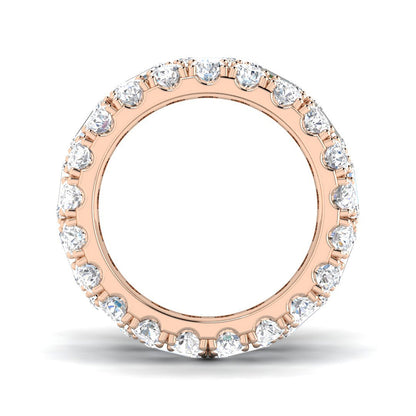 17.00ct Lab-Grown Emerald and Round Cut D/VVS Diamond Prong Set Full Eternity Ring.