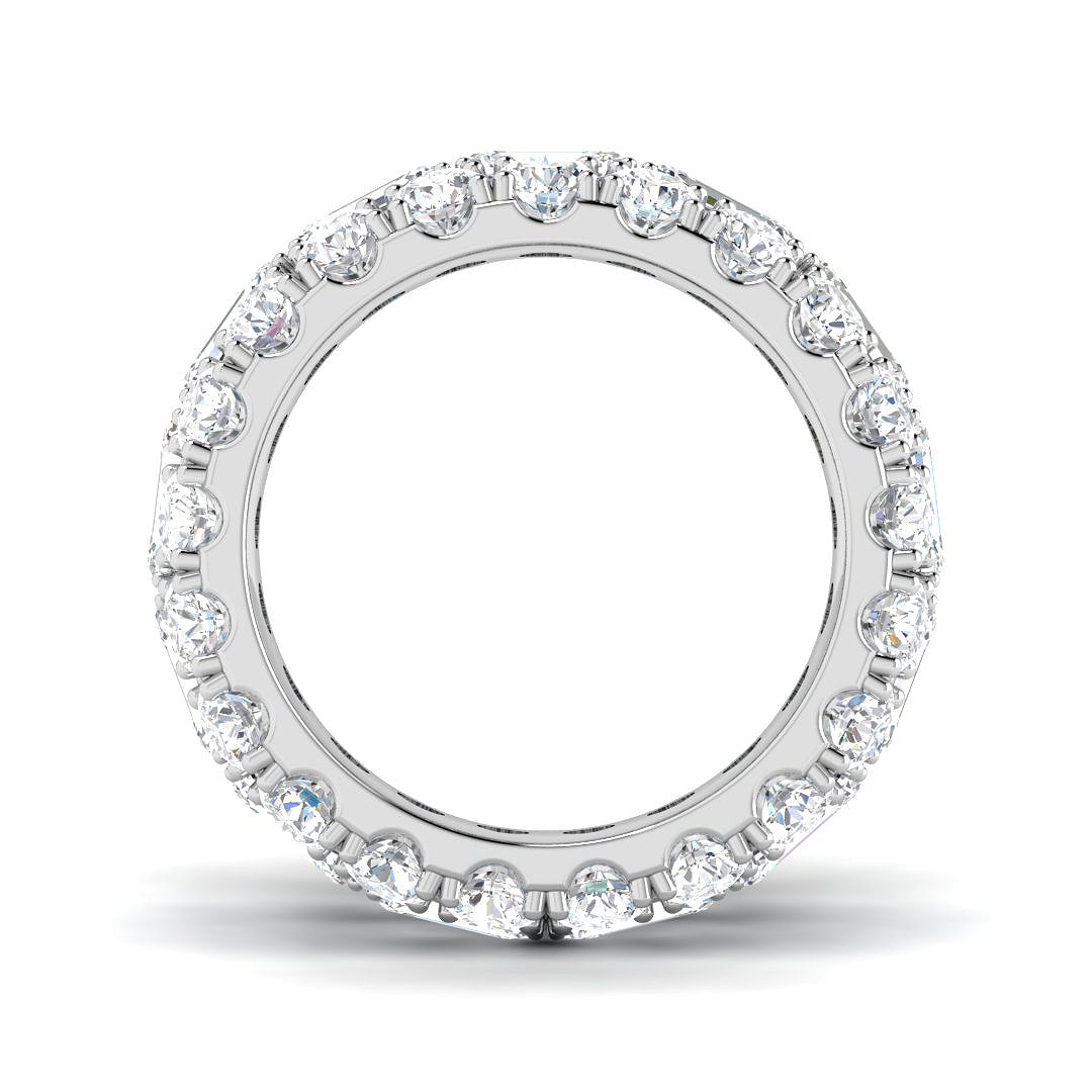17.00ct Lab-Grown Emerald and Round Cut D/VVS Diamond Prong Set Full Eternity Ring.