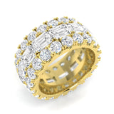 17.00 ct Lab-Grown Emerald and Round Cut D/VVS Diamond Prong Set Full Eternity Ring.