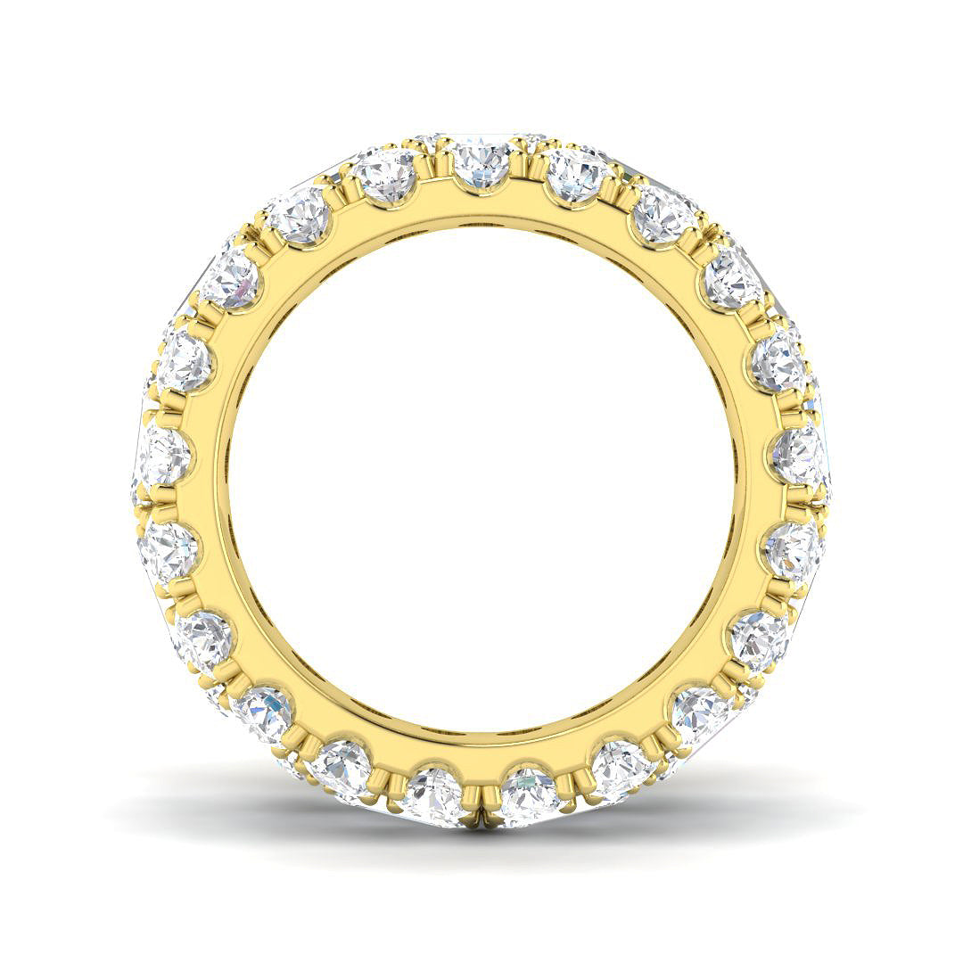 17.00ct Lab-Grown Emerald and Round Cut D/VVS Diamond Prong Set Full Eternity Ring.
