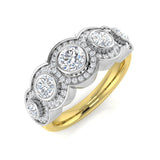 5-Stone Natural Round Cut Diamond Halo Ring.