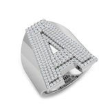 1.00 Carat Round Diamond Block Letter A Cluster Pavé Statement Initial Ring