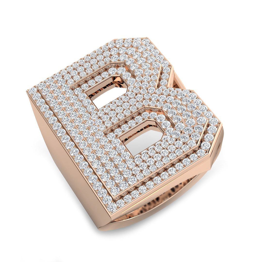 Diamond Initial B Ring | 1.5ct | Lab & Natural | Hallmarked Gold & Platinum