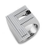 Bague initiale en forme de lettre F sertie de diamants ronds de 1,03 carat, pavée de diamants.