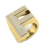 Bague initiale en forme de lettre F sertie de diamants ronds de 1,03 carat, pavée de diamants.